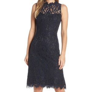 Eliza J Navy Lace Sheath Dress